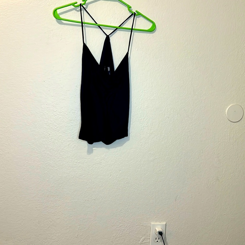 Black open back top